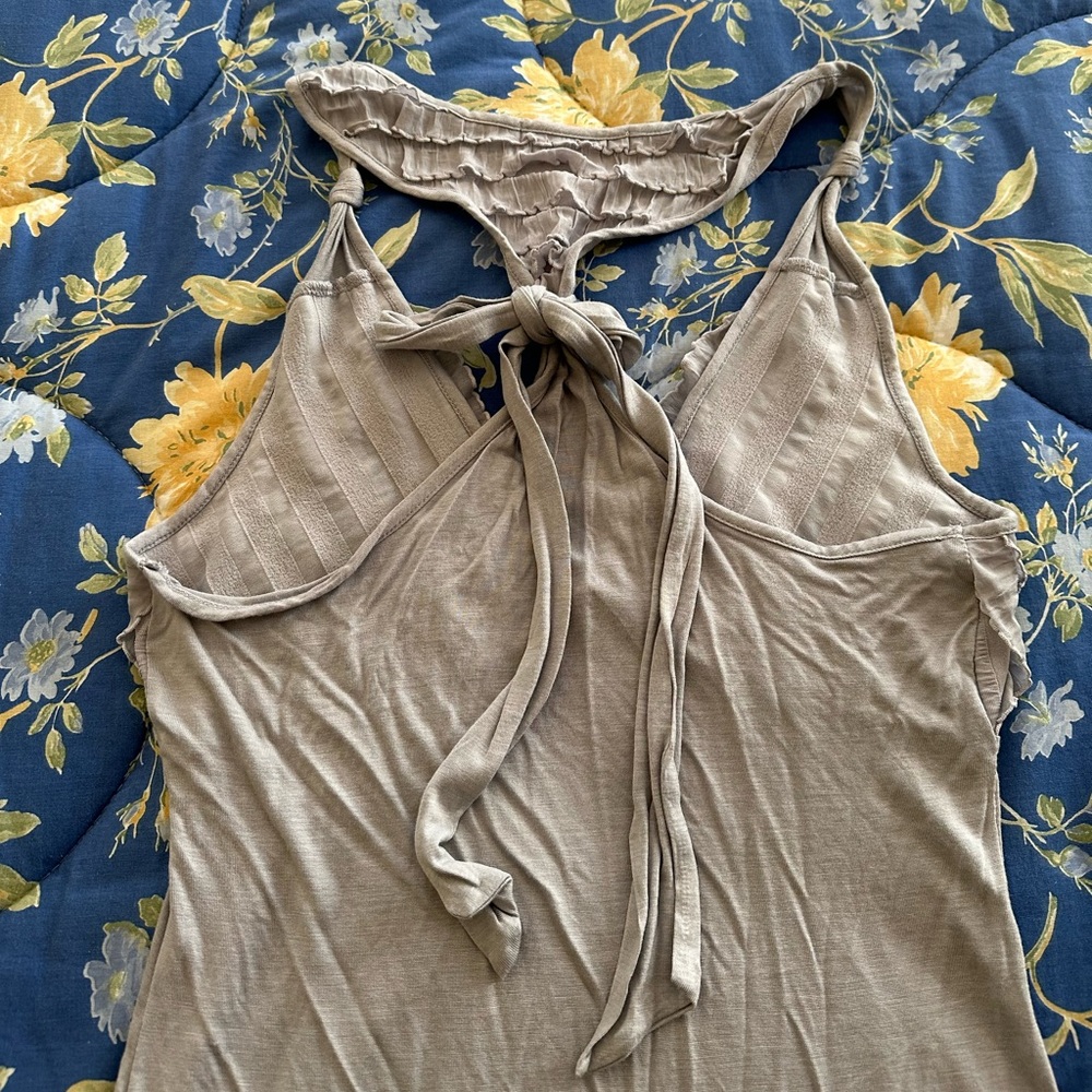 Arden B Taupe Ruffle Racerback Tank - Picture 5 of 6